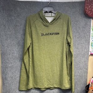 Blackfish Eclipse Sun Olive Green Performance Hoodie UPF 50+ shirt L